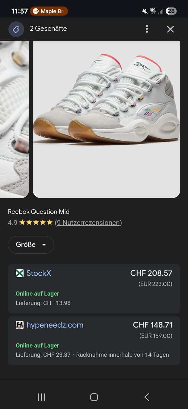 Reebok Scarpe da uomo: Reebok Question Mid Gr. 44 – Usato da Buchs AG venduto da sie_f6dg 6