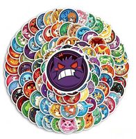 50 x kreisförmige Pokemon Sticker / Aufkleber