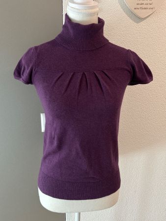 Damen Rollkragenpullover kurzarm lila von  HA:LU  Gr. S