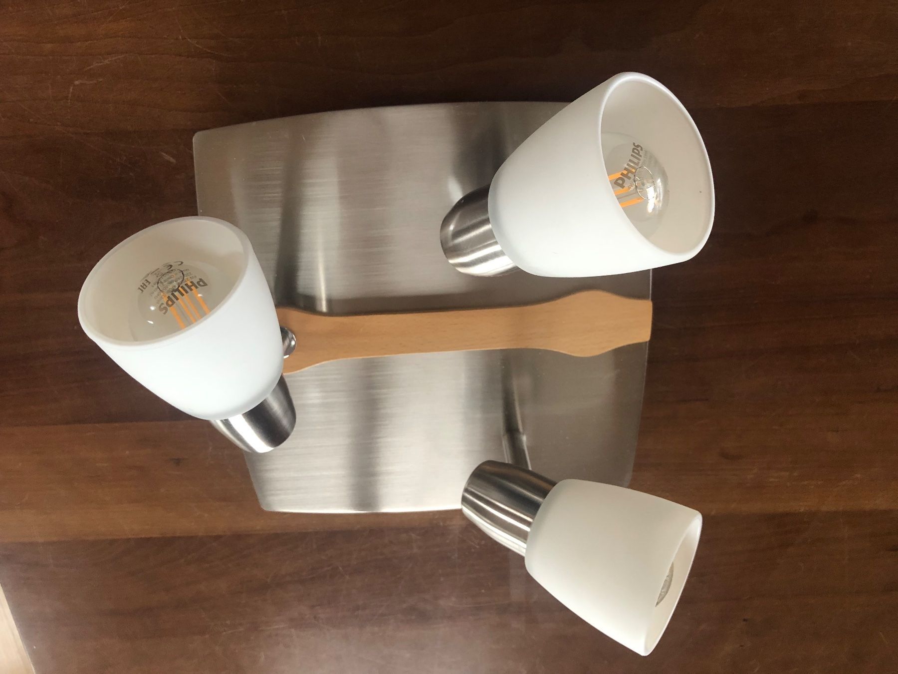Lampadari & plafoniere: Moderne Decken oder Wandlampe Edelstahl-Holzoptik 3-flammig – Usato da Rickenbach ZH venduto da Topas014 2