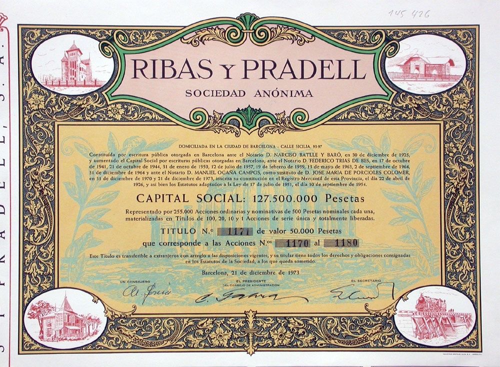 Documenti: Ribas y Pradell SA, Barcelona - 1954 – Usato da Solothurn venduto da Sgasche