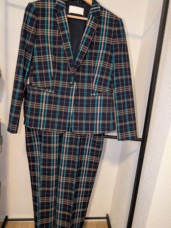 Hosenanzug Damen, Gr. 36 blau-grün kariert HUGO BOSS