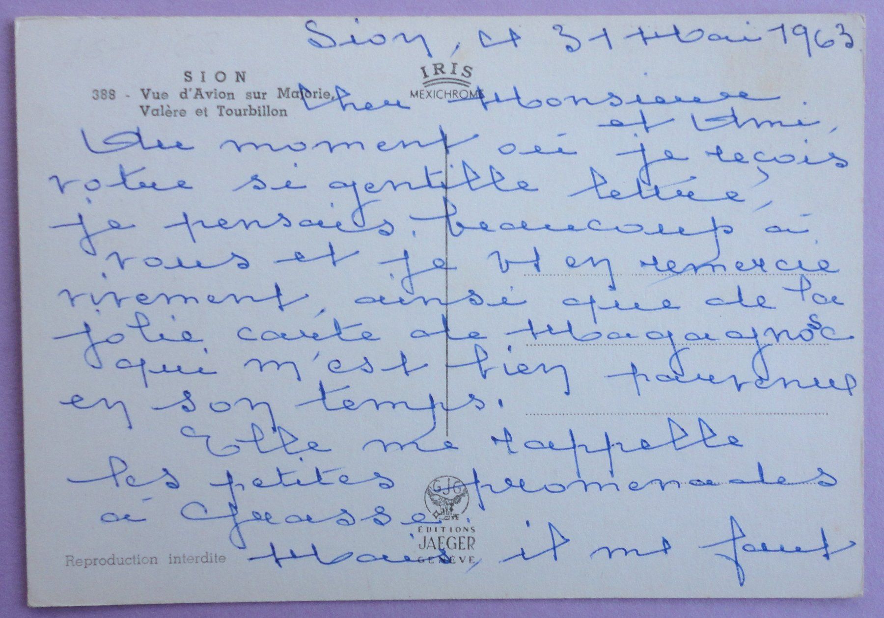 Cartoline postali: Sion, Valère et Tourbillon – Usato da Fétigny venduto da Billy2miny 1