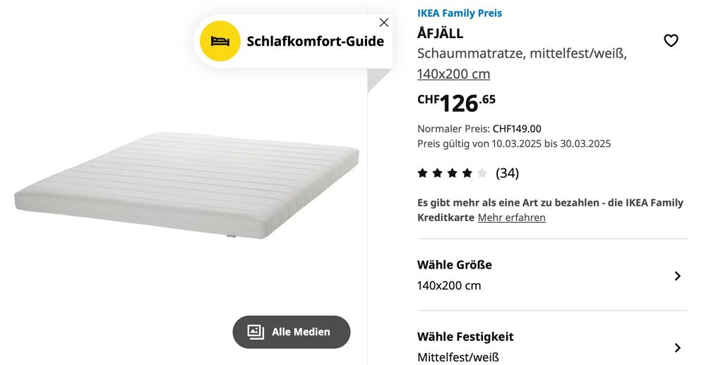 Matratze 140x200 cm, ÅFJÄLL von IKEA 1