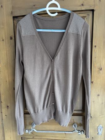 Brauner Feinstrick Bonita Cardigan mit Nieten Gr. M top