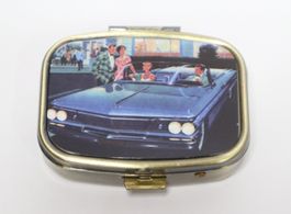 Metall Pillendose 1960 Pontiac neu Dose Taschenspiegel