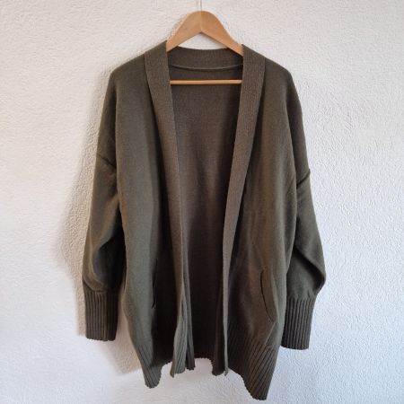 Strick-Cardigan, oliv/farngrün, Grösse 5XL