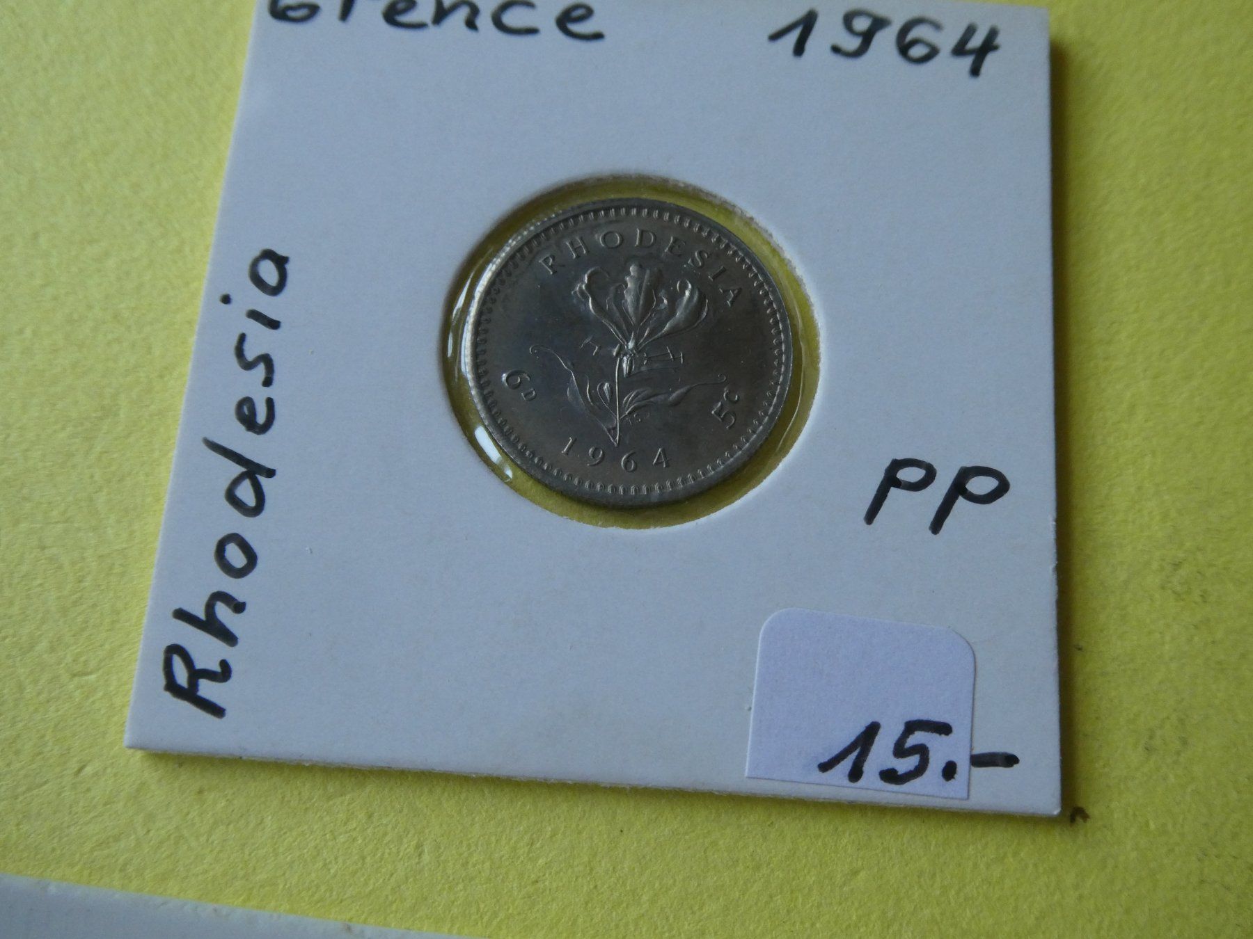 Tutti le monete: Rhodesien 1964, 6 Pence      PP – Usato da Hinterforst venduto da Rohusri