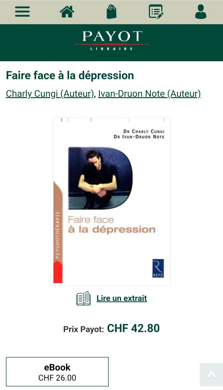 Libri: Faire Face À La Dépression Charly Cungi Ivan-Druon Note Édit – Nuovo (secondo la descrizione) da Montreux venduto da Edelweissgirl_64 1