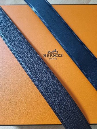 NEU! Leder für Hermes Gürtel, Länge 80 schwarz braun