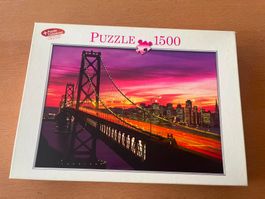 Puzzle 1500 Teile Stadtbrücke bei Sonnenuntergang