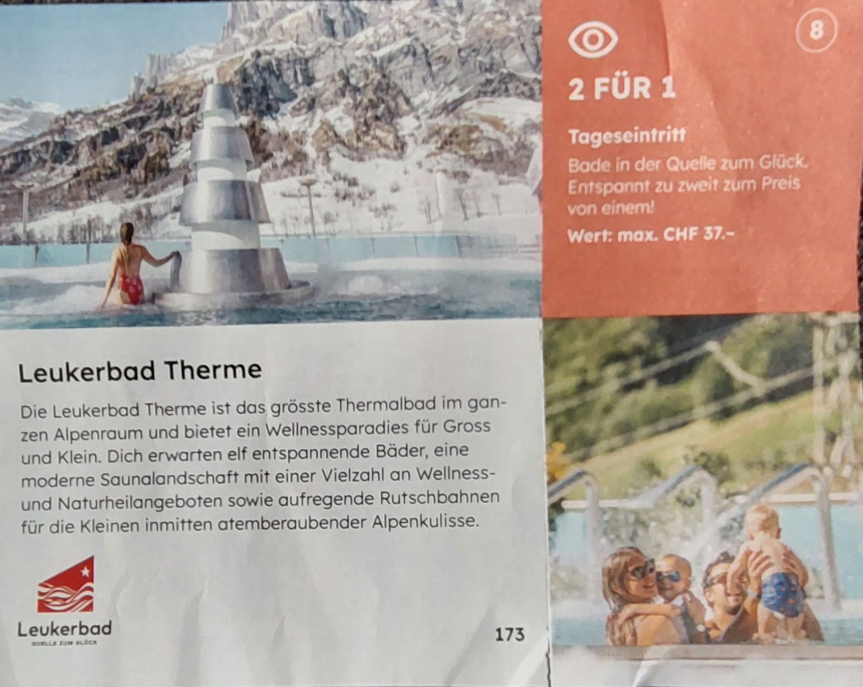 2 für 1 Leukerbad Therme Eintritt (Neu (gemäss Beschreibung)) in Kyburg ...