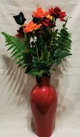 Vase Keramik 41 cm. mit Blumen 