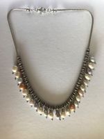 Collier de perles naturelles multicolores - plaqué argent