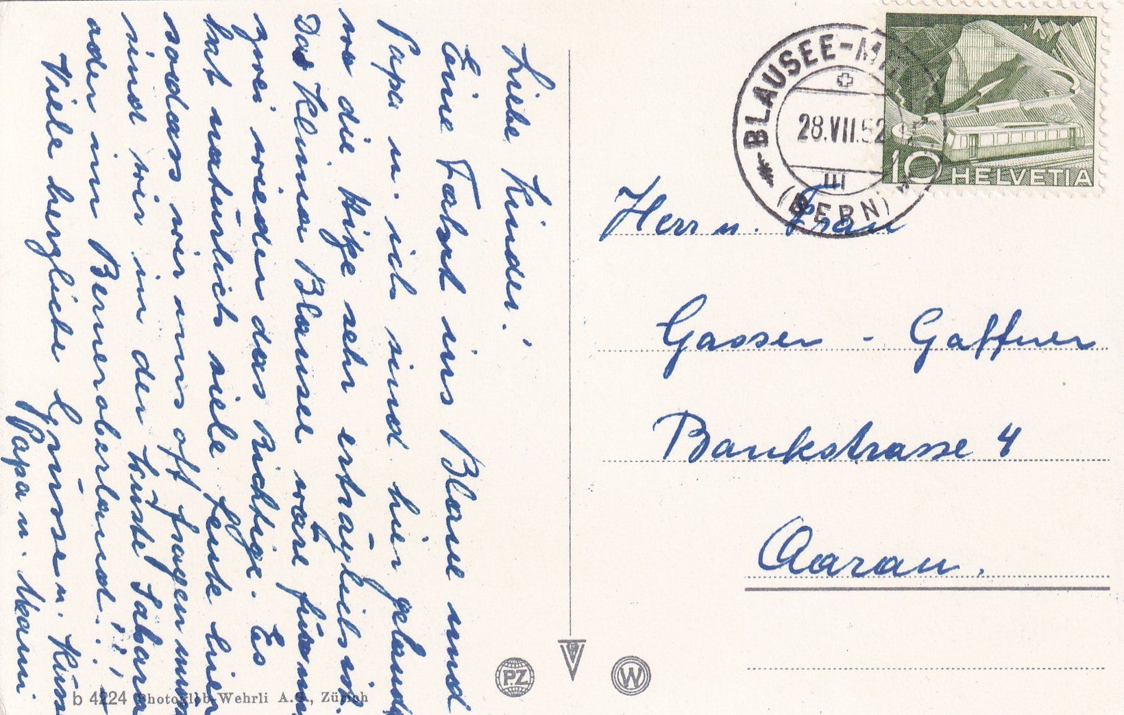 Cartoline postali: Blausee mit Doldenhorn /mp – Usato da Hombrechtikon venduto da Rudolf07 1