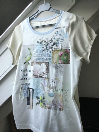 MARC CAIN BLUSENSHIRT KURZARM HOCHWERTIGER MATERIALMIX GR 1