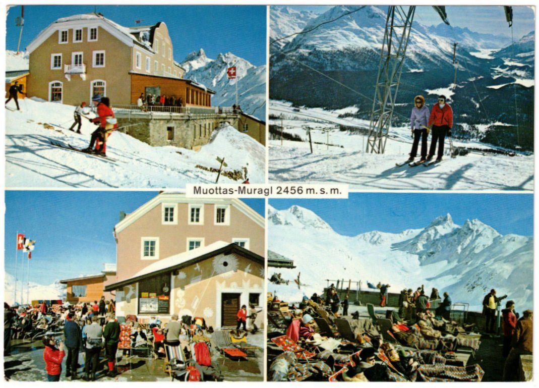 Cartoline postali: St. Moritz - 4 Bild AK Muottas Muragl – Usato da Binningen venduto da Mountainrider