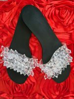 Damen Sandalen Schwarz mit transparentem Dekor Gr. 36 – NEU