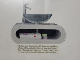 Design Waschtisch mit Glas-Waschbecken & Armatur – NEU & OVP