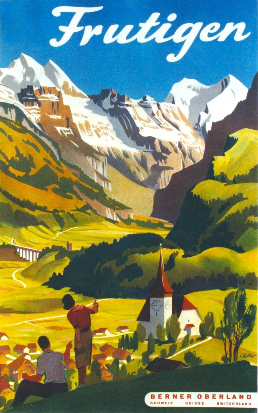Foto & Immagini: FRUTIGEN BERNER OBERLAND 1952 - Original Plakat – Usato da Blonay venduto da postercollection