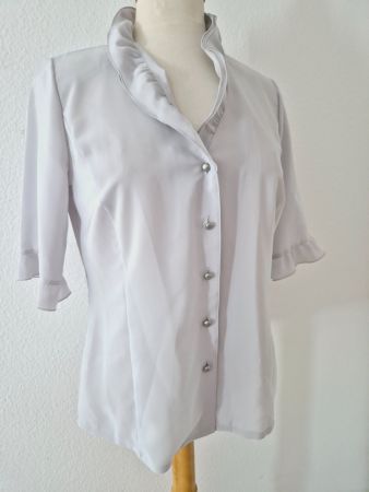 SOMMERMANN BLUSE TUNIKA 36 S GRAU RÜSCHEN,  TOP ZU ROCK