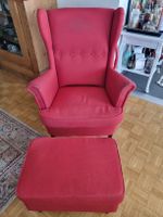 Ohrensessel mit Hocker IKEA Strandmon rot gebraucht