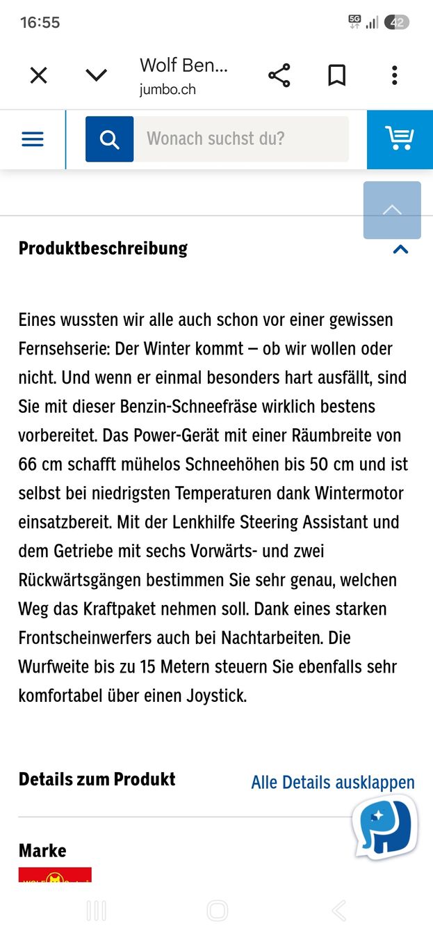 Sgombero neve: Schneefräse Wolf SF66E – Usato da Wettswil venduto da solemio87 5