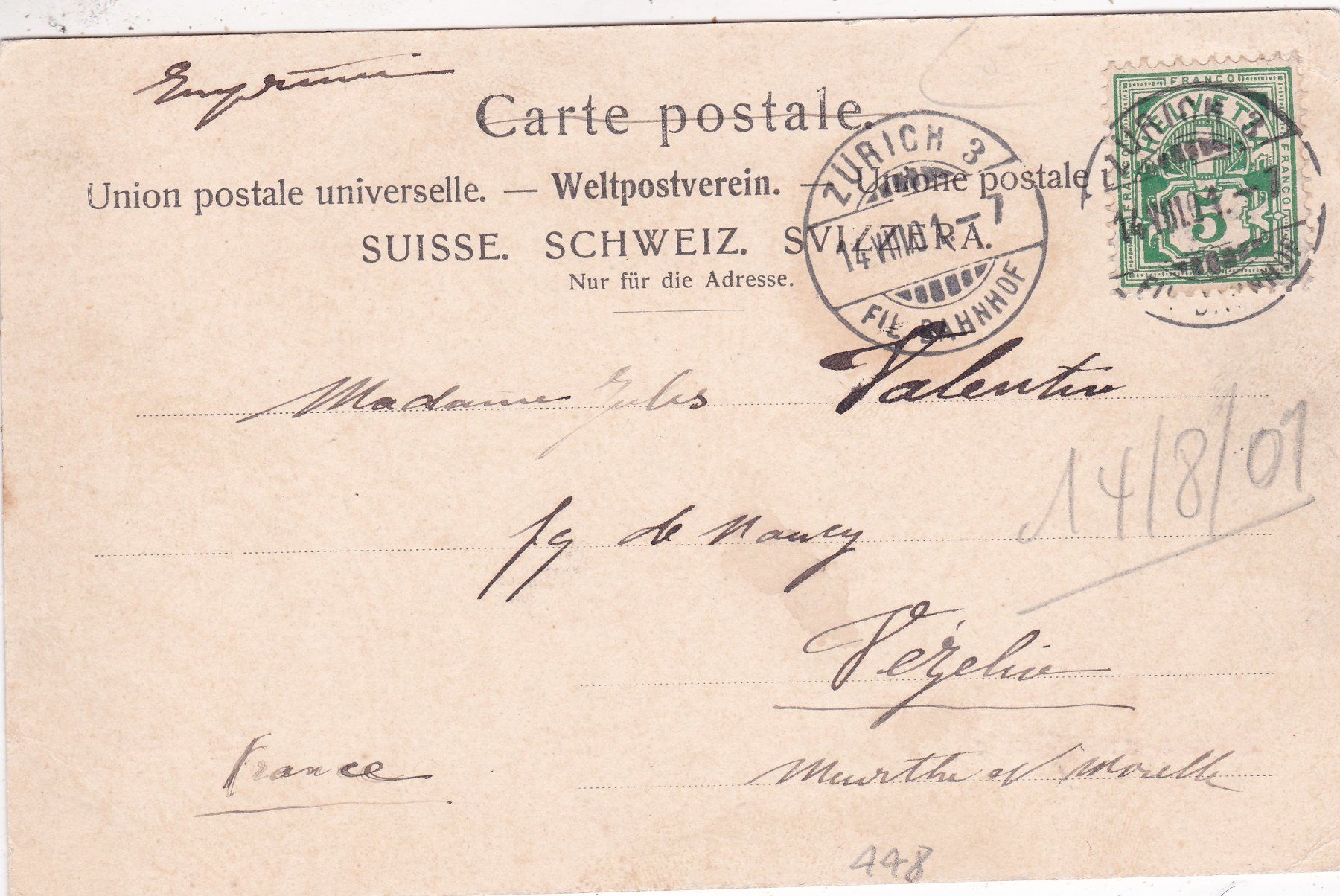 Cartoline postali: Zürich 1901 – Usato da Herisau venduto da Lisegrat2008 1