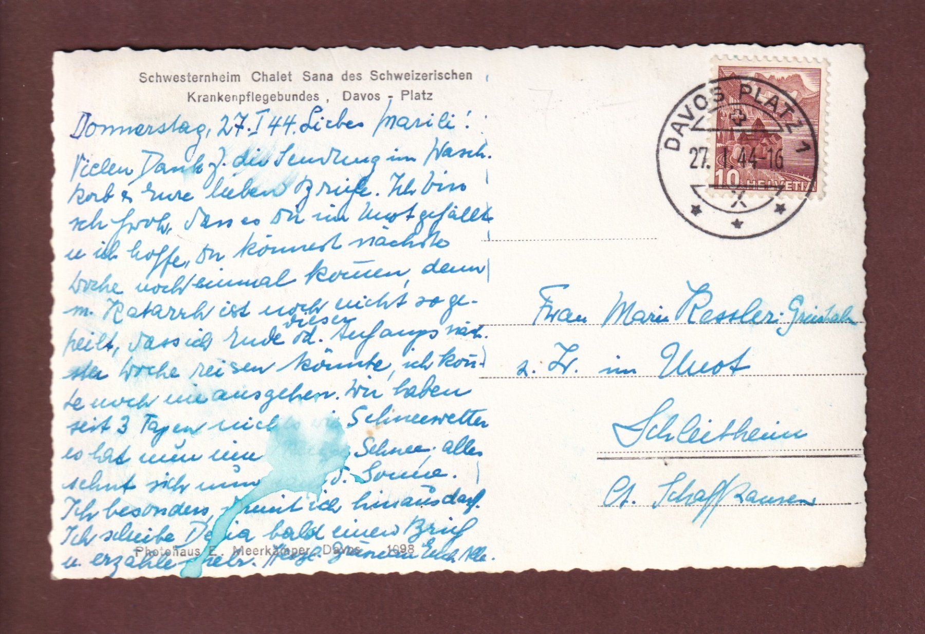 Cartes postales: DAVOS - Chalet Sana - 1944 – D'occasion à Pully par nicecards 1