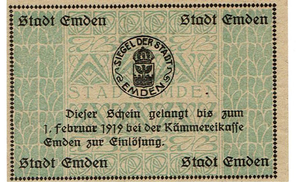 Banconote: Emden 1 Mark 01.02.1919 VZ+-VZ++ – Usato da Steffisburg venduto da ber_8htf 1