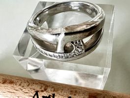 925 Silberring Zirkonia Besatz mit div. Meisterpunzen G 56