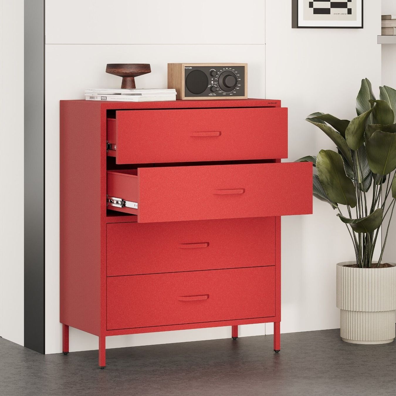 Cassettiere: Kommode mit 4 Schubladen Metallschrank Glitzernd - Rot – Nuovo e nell'imballaggio originale da Wallenwil venduto da toesstal-vertrieb 5