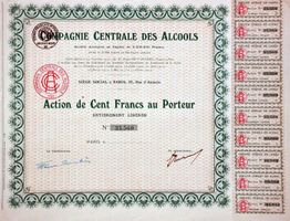 Compagnie Centrale des Alcools SA, Paris - 1920
