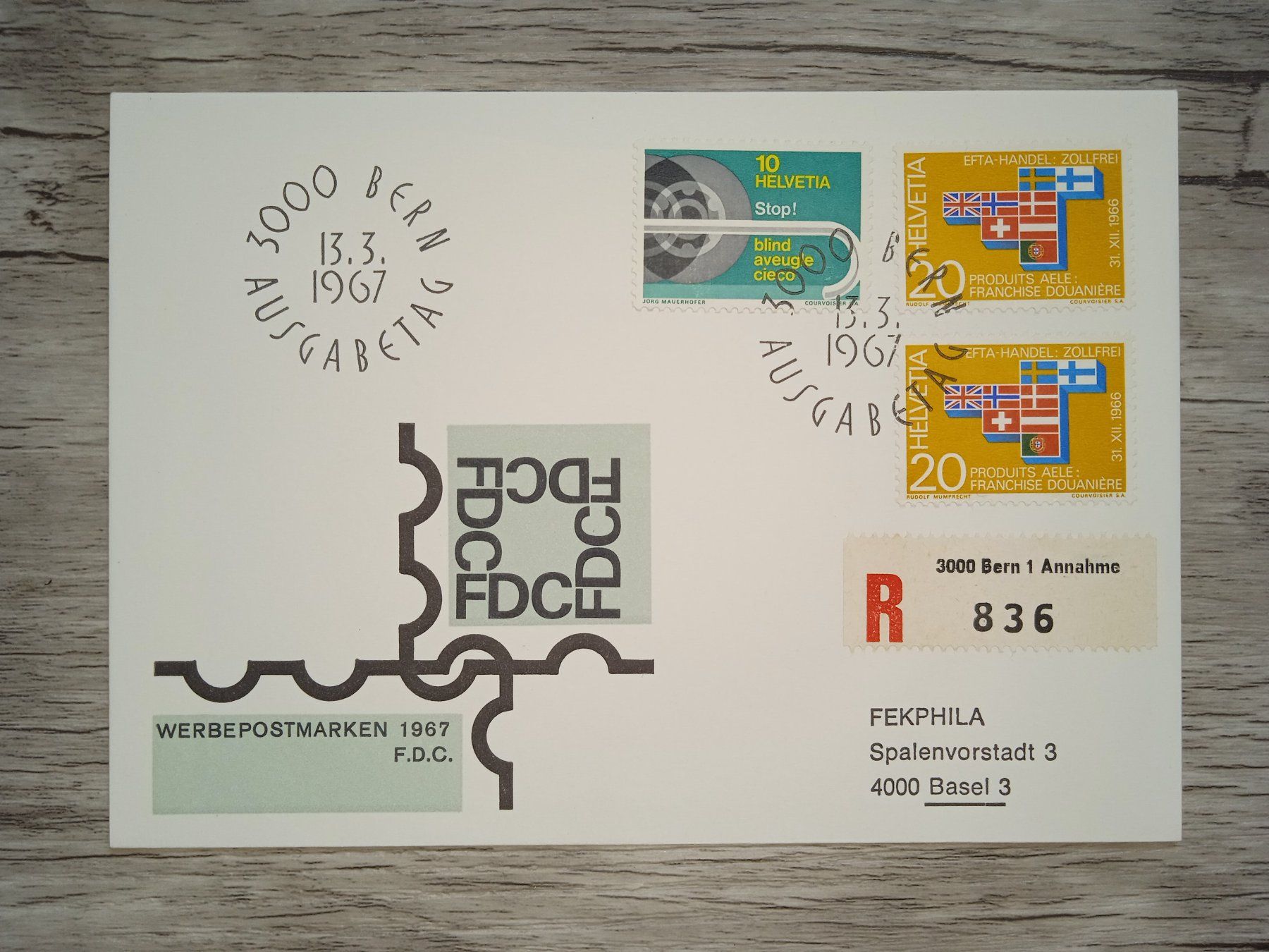 Tutti i francobolli: TR18 Enveloppe + Timbre Suisse 1967 – Usato da Cousset venduto da Patrick_Collections