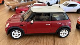 Mini Cooper Modellauto, rot/weiss,