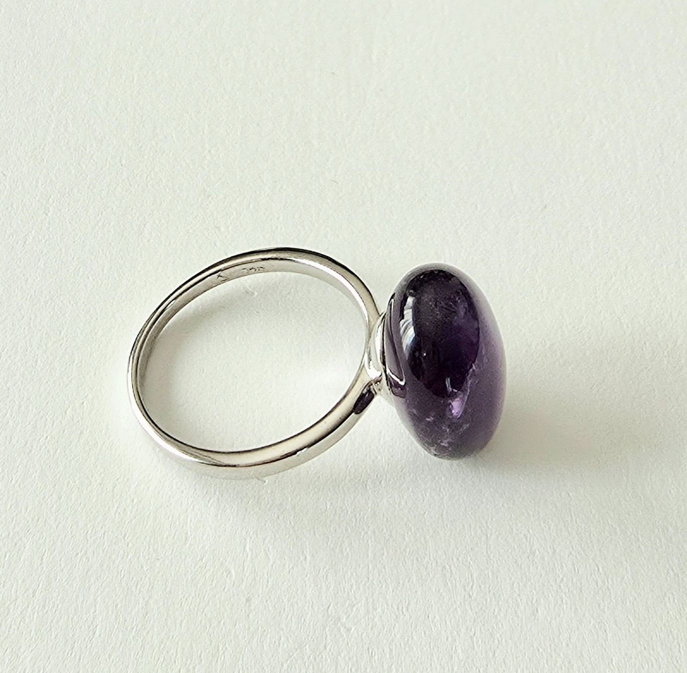 Anelli: Moderner Cabochon Natur-Amethyst Silberring 925 - Neu – Nuovo e nell'imballaggio originale da Uetikon am See venduto da Coralreef 5