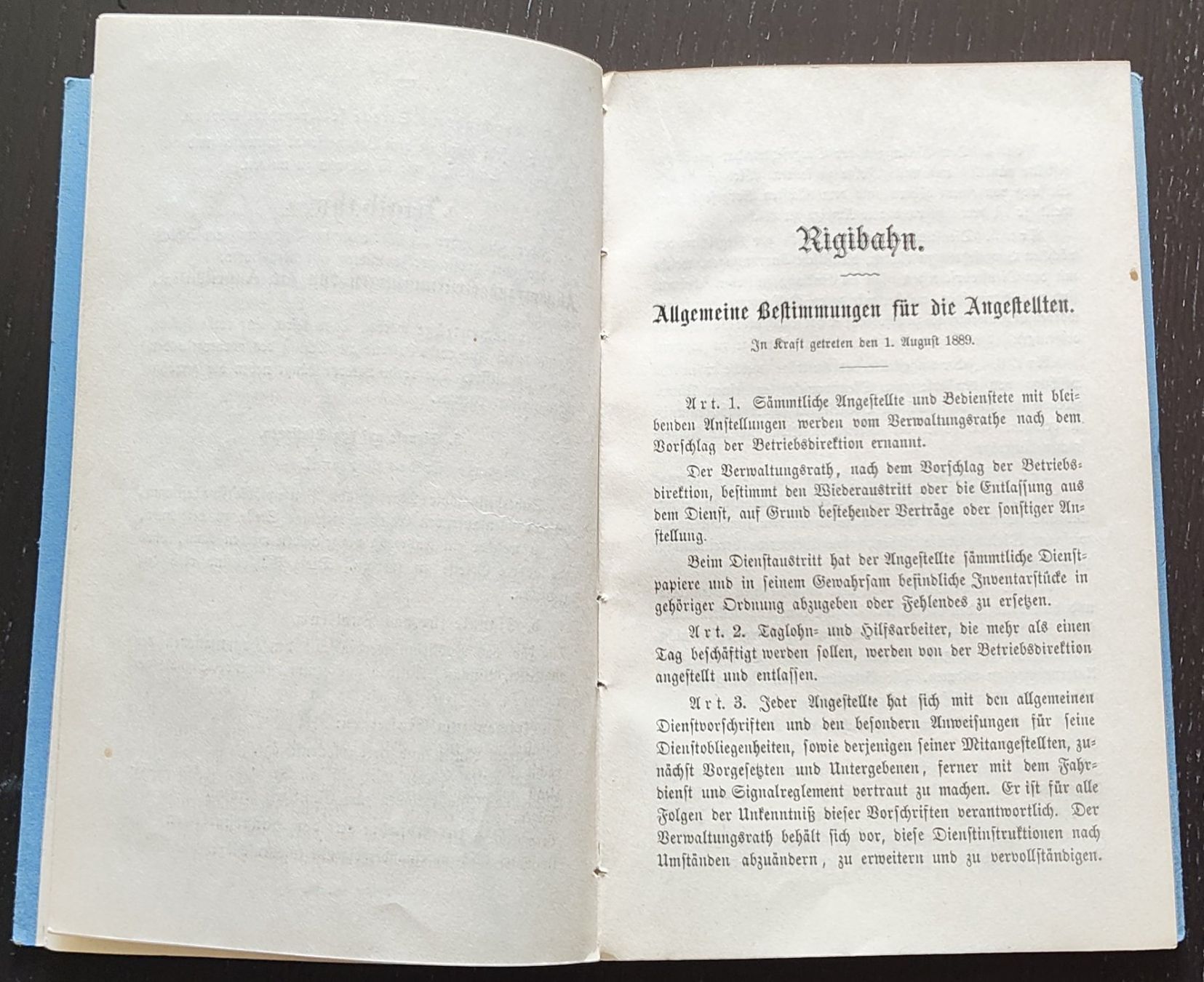 Documenti: VRB Rigi-Bahn Dienstreglement 1889 – Usato da Biberist venduto da Slick 3