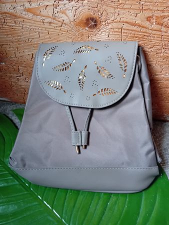 Modischer Rucksack mit Blätter-Design - Grau