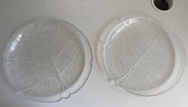 2 Servierplatten Arcoroc Aspen Blattmotiv Glas Servierteller
