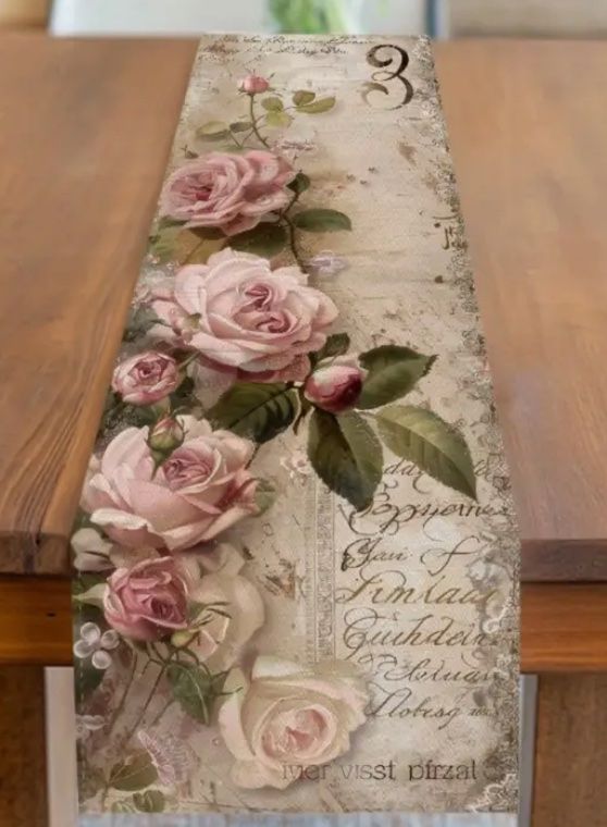 Sonstige Tischwäsche: Rosentischläufer, ca. 33 x 91 cm – Neu und originalverpackt aus Wagenhausen von M.Sieg