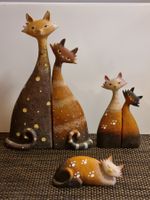 Keramik Katzen Figuren Set 5-teilig Vintage Deko