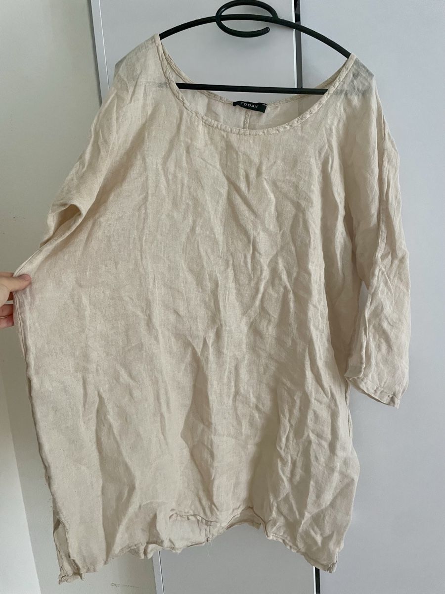 Vestiti: 100% Leinen Strandkleid/Kleid, beige, onesize – Usato da Zürich venduto da Carlajimena 4