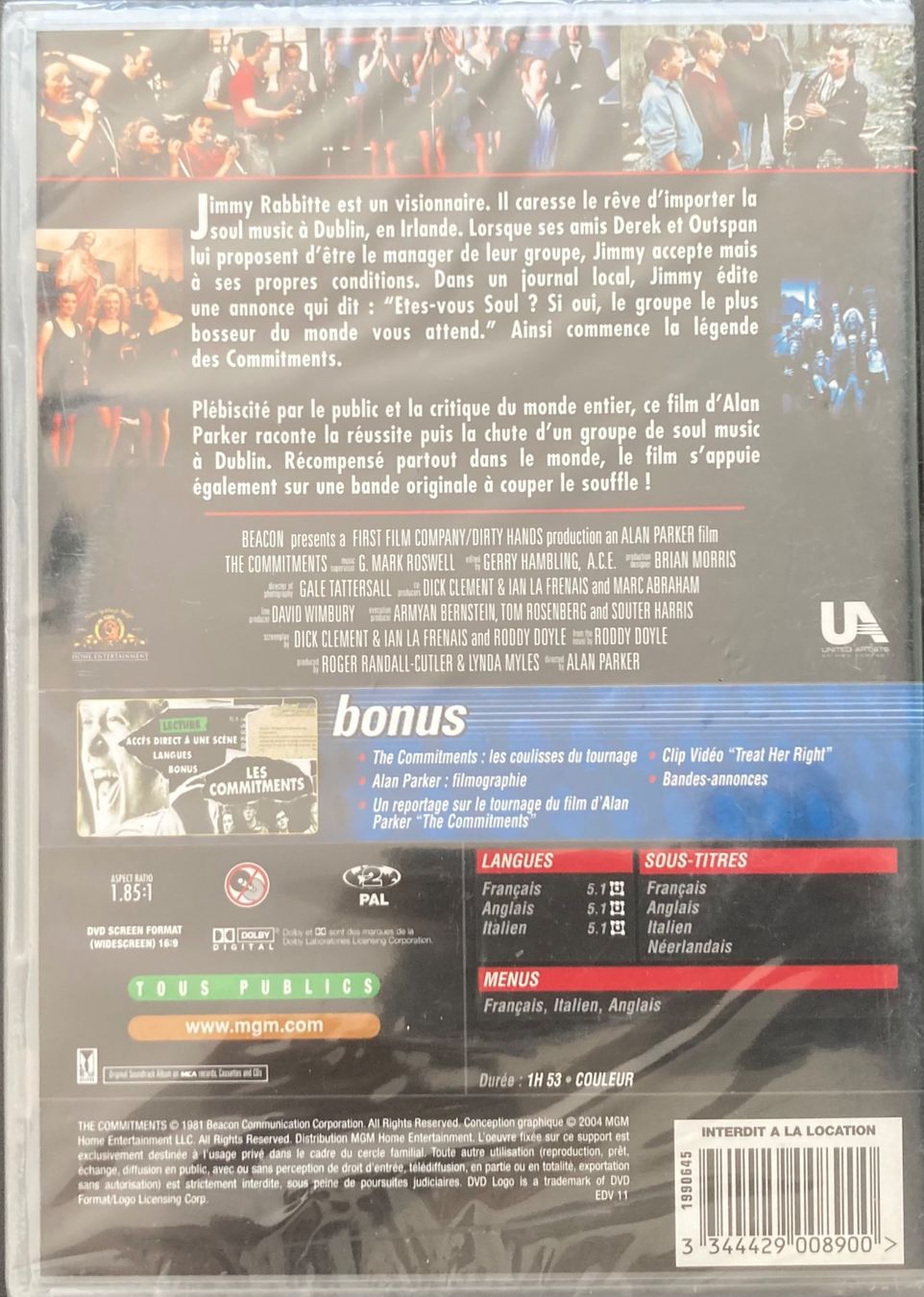 Tous les DVDs: ALAN PARKER - THE COMMITMENTS – Neuf avec emballage d'origine à Poliez-Pittet par Newtown-Records 1