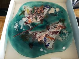 Vintage Anactacia Glass Glas Schale Design Greece Abstract
