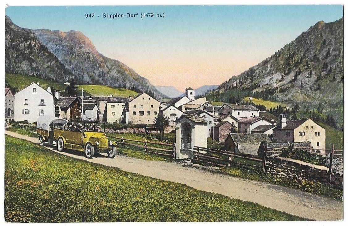 Cartoline postali: SIMPLON-Dorf mit Saurer Postauto ~1910 – Usato da Engelburg venduto da Swisscards 1