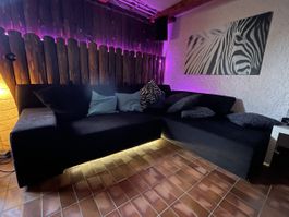 Modernes Ecksofa Schwarz 260 × 110 cm – ab 1.-