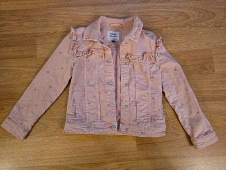 Rosa Jeansjacke Gr. 122 mit Herzmuster für kleine Mädchen