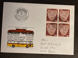 Schweiz 1977 illustr. Sonderbrief 75 J SBB Ferienland deut.
