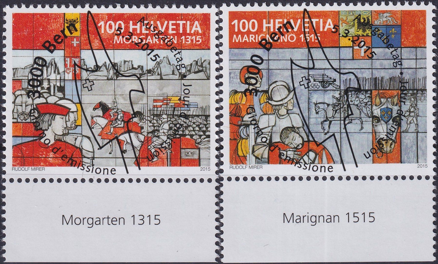 Tutti i francobolli: 2015, Nr.1544+1545 Ereignisse mit ET-Voll-Stempel + TABS – Usato da Sursee venduto da Luzernerraute