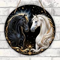 HERZIGES 2D DEKOSCHILD *2 PFERDE, SCHWARZ+WEISS* 20X20CM